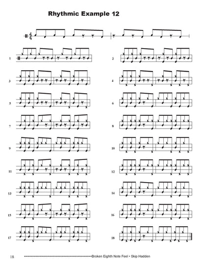 Sheet music for a rhythmic drum pattern labeled 'Rhythmic Example 12'.