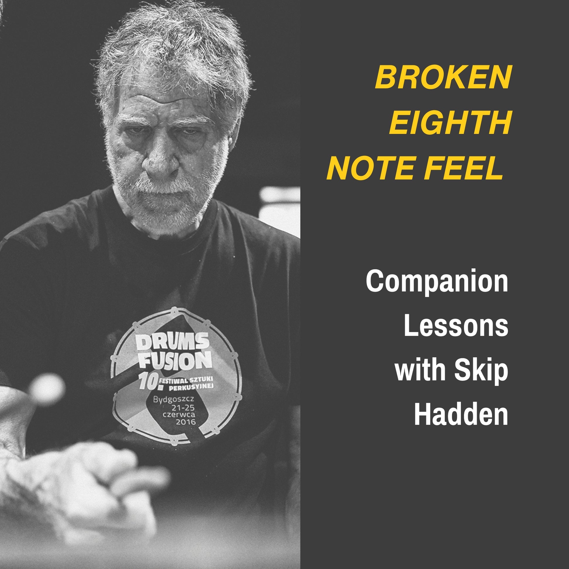 Skip Hadden drumming lessons on a black background