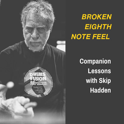 Skip Hadden drumming lessons on a black background